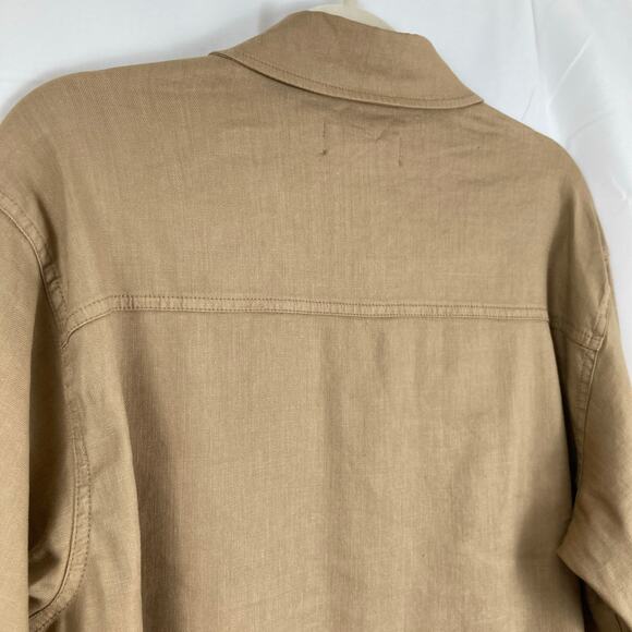 Level99 Evereve Womens L Tan Crop Linen Blend Utility Shacket Chore Fall Ranch - Picture 9 of 11
